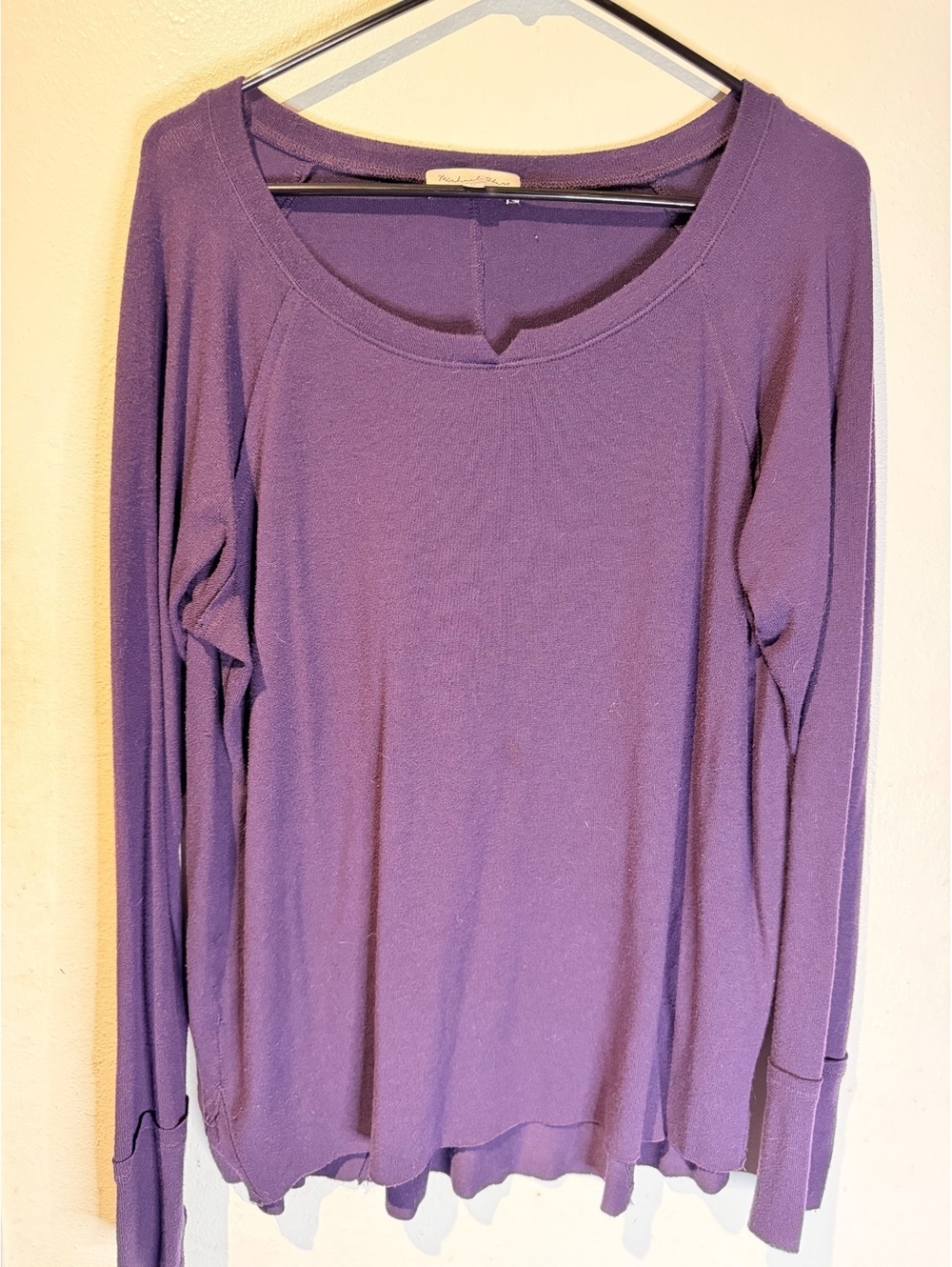 Michael Stars Women's Long Sleeve Purple Scoop Neck Top XL